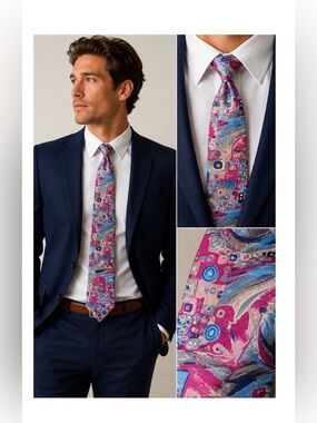 METROPOLIS Abstract Vintage Mens Silk Tie